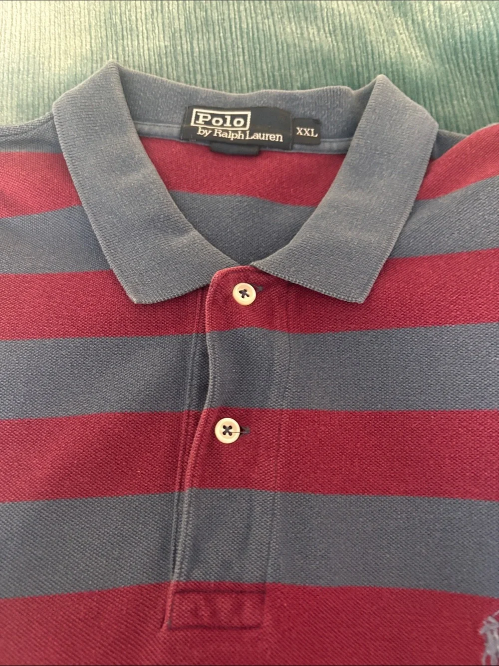Polo by Ralph Lauren Men's Red and Gray Striped Polo